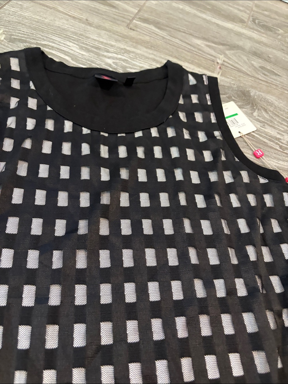 Rafaella Black Sheer Grid Tank Top - Picture 7 of 9